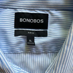 Bonobos | Blue & White Striped Button Down Short Sleeve XL Slim